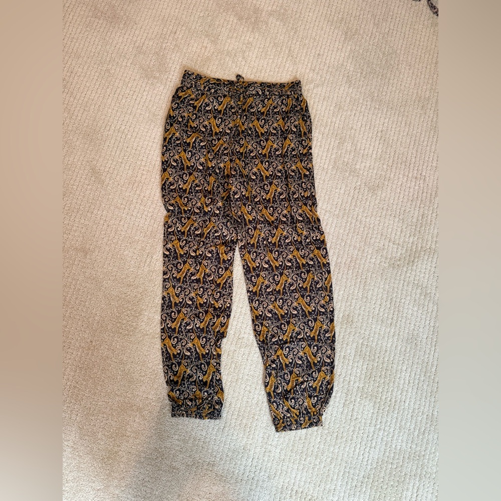 Fat Face Patterned Jogger Pants - Black and Yellow